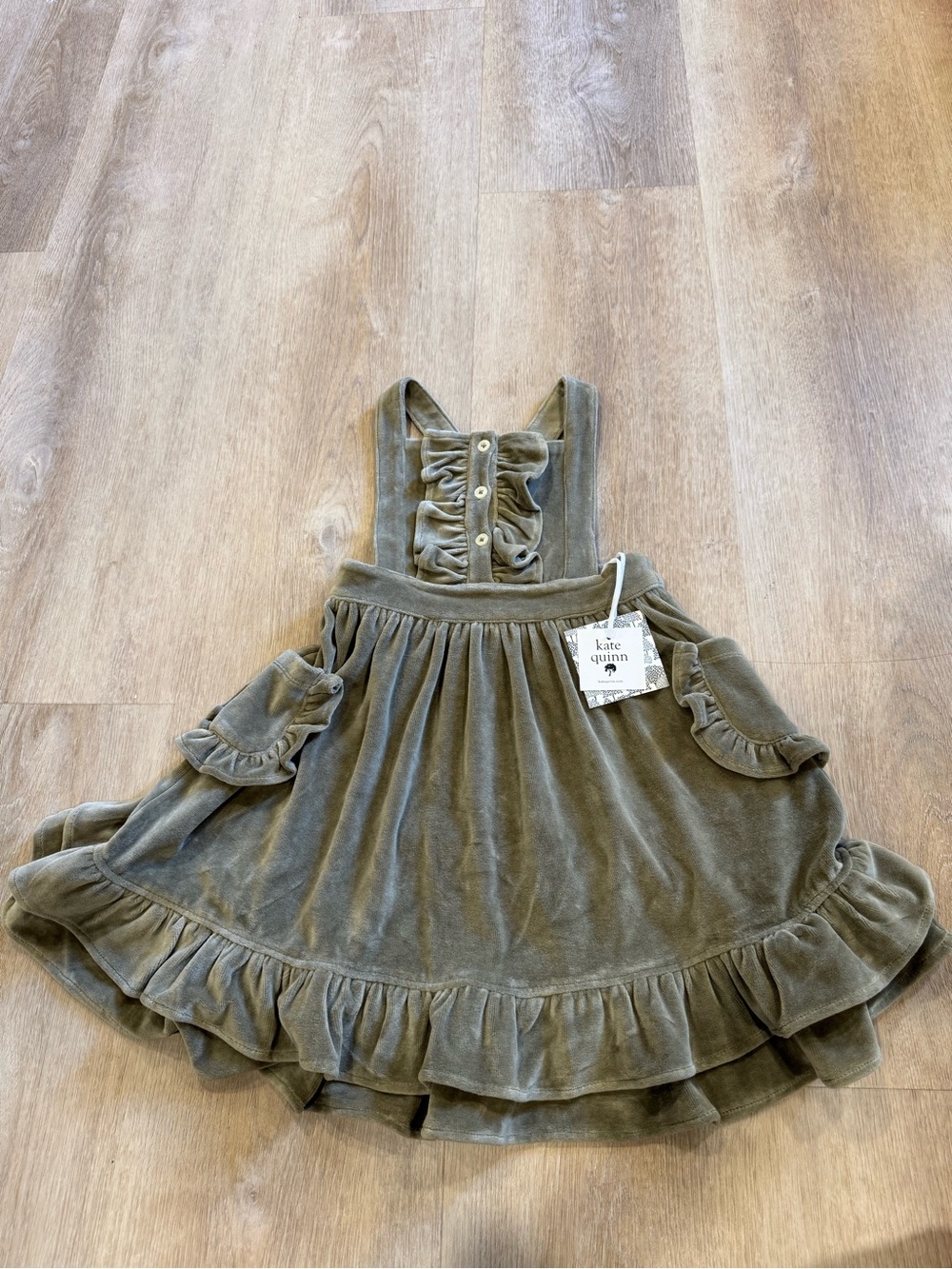 NWT kate quinn Olive Green Velvet Pinafore